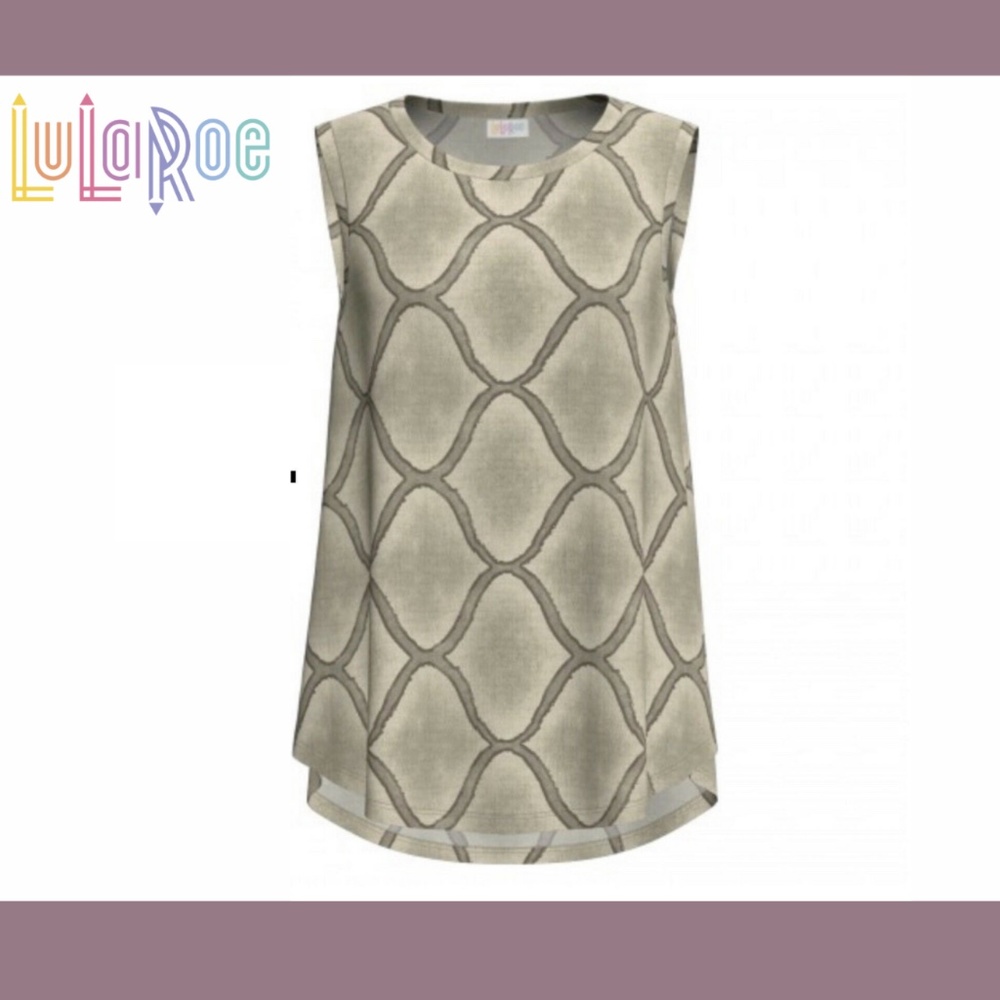 NWT LuLaRoe [ 2XL ] Cocoa Scoop‎ Neck Tank Top in Brown/Beige Pattern